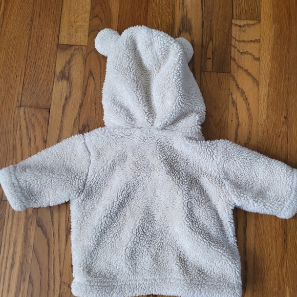 Hanna Andersson Baby 0-3 Months Marshmallow Fleece Jacket Ivory Color Hooded Ear - Picture 3 of 7